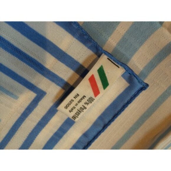 Vintage Italian Blue & White Striped Square Scarf - Picture 3 of 4